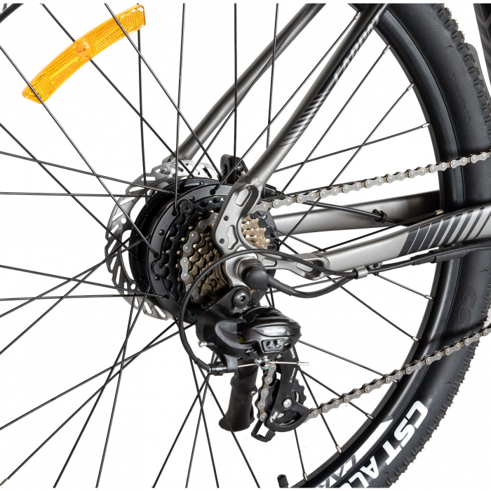 Bicicleta electrica MTB (E-BIKE) CARPAT 27.5" C1007E, cadru aluminiu, frane mecanice disc, echipare SHIMANO 21 viteze, culoare gri/negru [3]