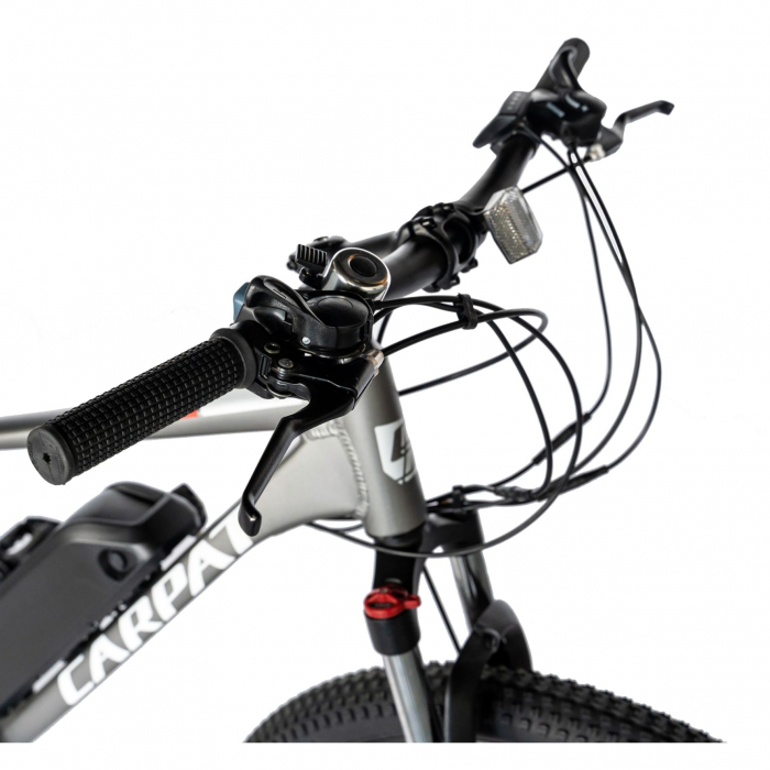 Bicicleta electrica MTB (E-BIKE) CARPAT 27.5" C1011E, cadru aluminiu, frane mecanice disc, transmisie SHIMANO 21 viteze, culoare gri/alb [2]