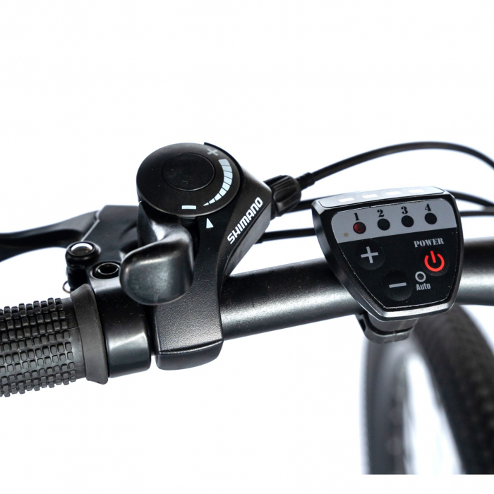 Bicicleta electrica MTB (E-BIKE) CARPAT 27.5" C1011E, cadru aluminiu, frane mecanice disc, transmisie SHIMANO 21 viteze, culoare negru/alb [9]