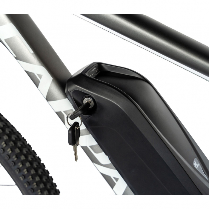 Bicicleta electrica MTB (E-BIKE) Carpat 29" C1012E, cadru aluminiu, frane mecanice disc, transmisie SHIMANO 21 viteze, culoare gri/alb [7]