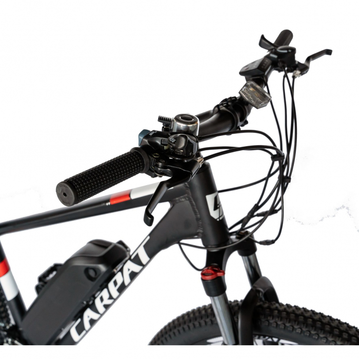 Bicicleta electrica MTB (E-BIKE) Carpat 29" C1012E, cadru aluminiu, frane mecanice disc, transmisie SHIMANO 21 viteze, culoare negru/alb [7]