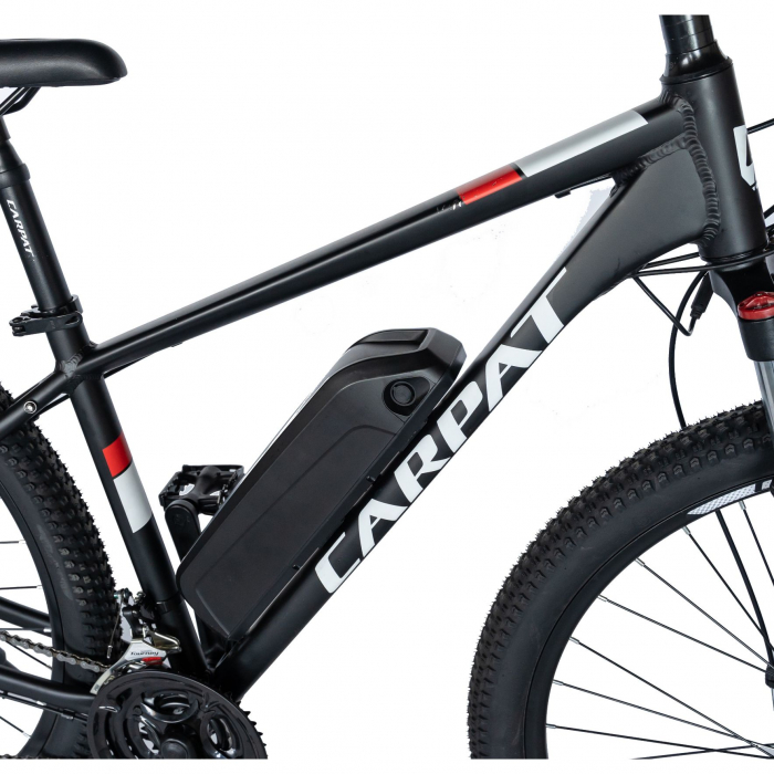 Bicicleta electrica MTB (E-BIKE) Carpat 29" C1012E, cadru aluminiu, frane mecanice disc, transmisie SHIMANO 21 viteze, culoare negru/alb [5]