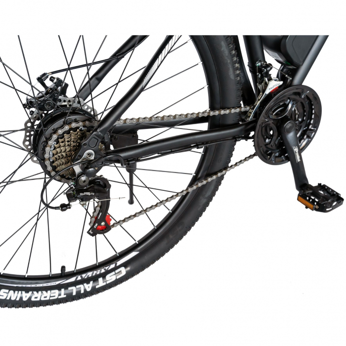 Bicicleta electrica MTB (E-BIKE) Carpat 29" C1012E, cadru aluminiu, frane mecanice disc, transmisie SHIMANO 21 viteze, culoare negru/alb [3]