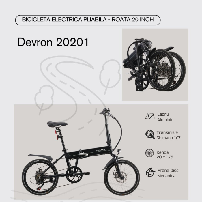 Bicicleta Electrica Pliabila Devron 20201 - 20 inch, S, Negru [3]