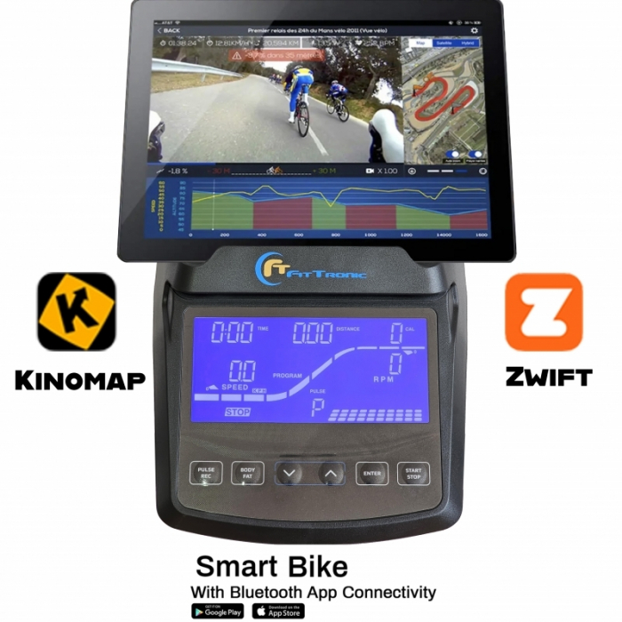 Bicicleta ergometrica eliptica FitTronic Cross 513 EP, display mare, electromagnetica, 13 programe, Apps Kinomap, Zwift [4]