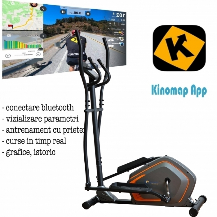 Bicicleta ergometrica eliptica FitTronic Cross 513 EP, display mare, electromagnetica, 13 programe, Apps Kinomap, Zwift [5]