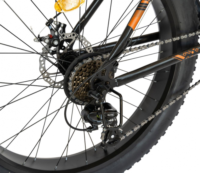 Bicicleta Fat Bike Carpat Hercules 20 inch C2019B, frane mecanice disc, 6 viteze, culoare negru/portocaliu [2]