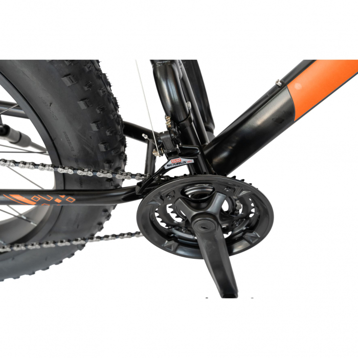Bicicleta Fat Bike Carpat Hercules 26 inch C2619B, frane mecanice disc, transmisie SHIMANO 18 viteze, culoare negru/portocaliu [5]