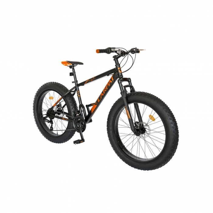Bicicleta Fat Bike Carpat Hercules 26 inch C2619B, frane mecanice disc, transmisie SHIMANO 18 viteze, culoare negru/portocaliu [2]