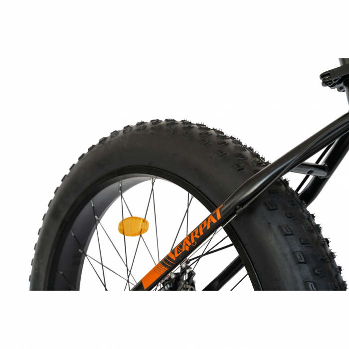 Bicicleta Fat Bike Carpat Hercules 26 inch C2619B, frane mecanice disc, transmisie SHIMANO 18 viteze, culoare negru/portocaliu [8]