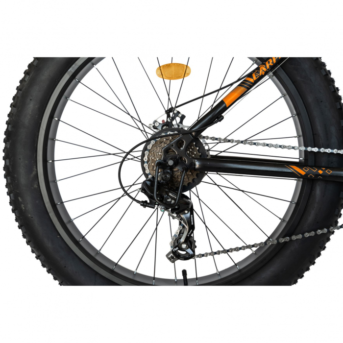Bicicleta Fat Bike Carpat Hercules 26 inch C2619B, frane mecanice disc, transmisie SHIMANO 18 viteze, culoare negru/portocaliu [6]