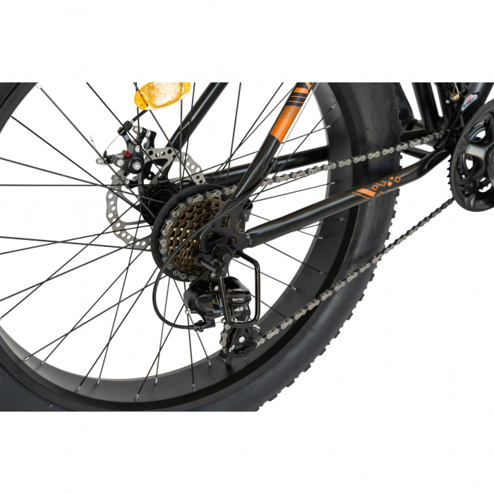 Bicicleta Fat Bike Carpat Hercules 26 inch C2619B, frane mecanice disc, transmisie SHIMANO 18 viteze, culoare negru/portocaliu [4]