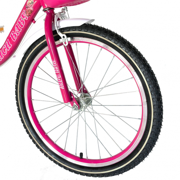 Bicicleta fete Rich Baby T2005C, roata 20", C-Brake, 7-10 ani, fucsia/alb [5]