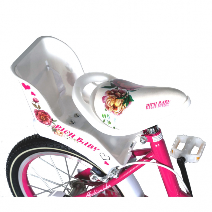 Bicicleta fete Rich Baby T2005C, roata 20", C-Brake, 7-10 ani, fucsia/alb [2]