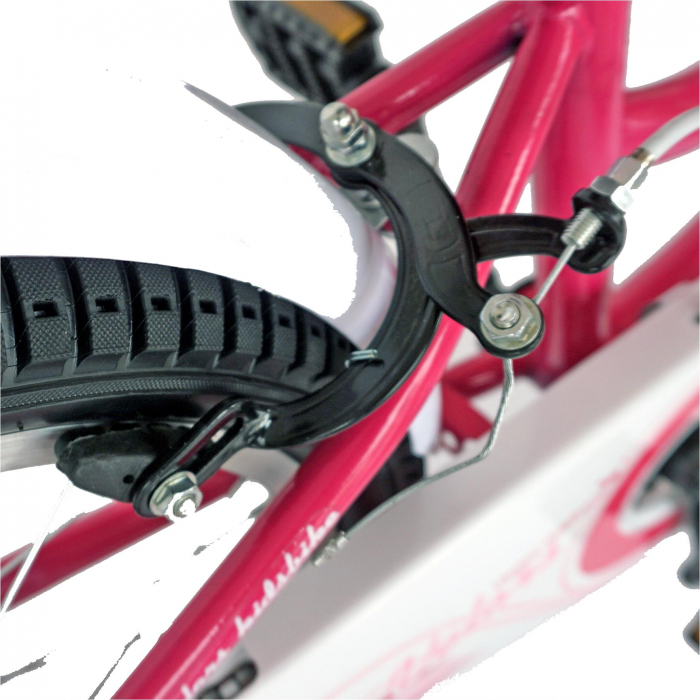 Bicicleta fete VELORS V1802A, roata 18", C-Brake, roti ajutatoare, 5-7 ani, fucsia/alb [7]