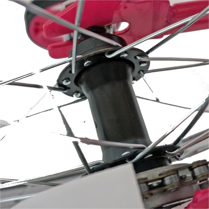 Bicicleta fete VELORS V1802A, roata 18", C-Brake, roti ajutatoare, 5-7 ani, fucsia/alb [8]