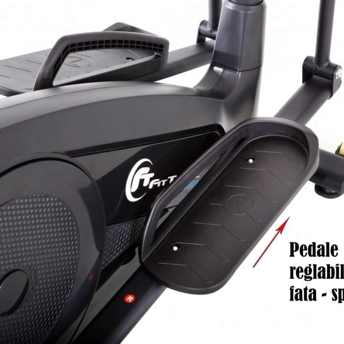 Bicicleta magnetica eliptica FitTronic® Atletic 1000E , design robust, greutate suportata 120 kg, volanta 14 kg, afisaj electronic, bluetooth  apps kinomap/fitshow, functii multiple, pas reglabil [3]