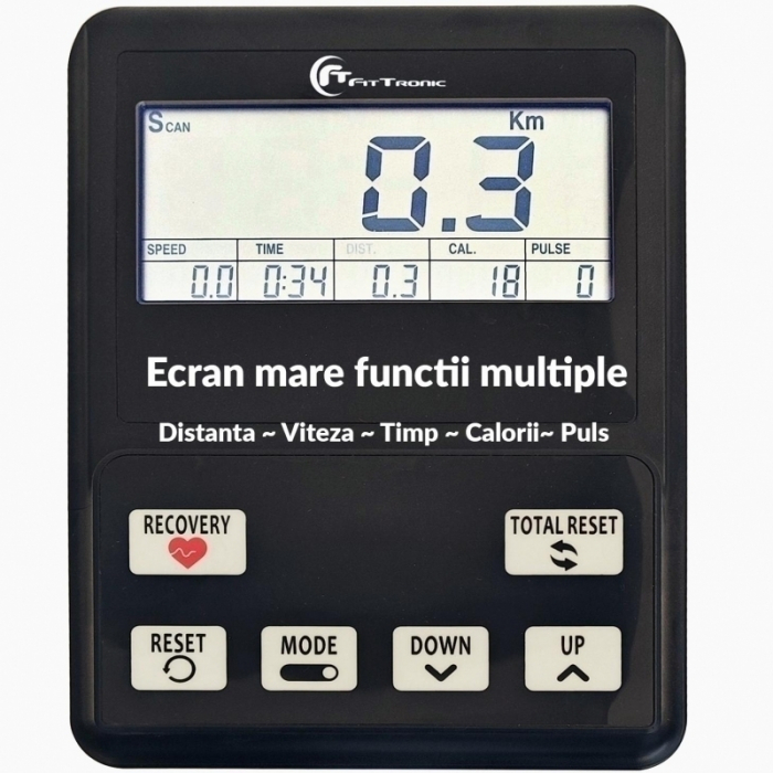 Bicicleta magnetica eliptica FitTronic® Atletic 1000E , design robust, greutate suportata 120 kg, volanta 14 kg, afisaj electronic, bluetooth  apps kinomap/fitshow, functii multiple, pas reglabil [7]