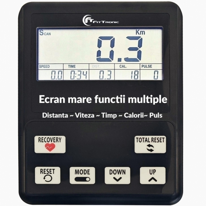 Bicicleta magnetica FitTronic® Atletic 1000B , design robust, greutate suportata 120 kg, volanta 12 kg, afisaj electronic, bluetooth  apps kinomap/fitshow, functii multiple, ghidon reglabil, sezut con [7]