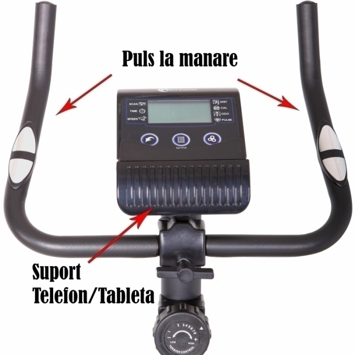 Bicicleta magnetica FitTronic® Atletic 700B, design robust, greutate suportata 120 kg, volanta 6 kg, afisaj electronic, sa reglabila, ghidon reglabil, 8 trepte de rezistenta la pedalare [5]