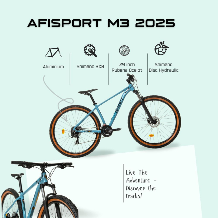Bicicleta Mtb Afisport M3 2025 - 29 inch, WTB  Oem, M, Albastru [4]