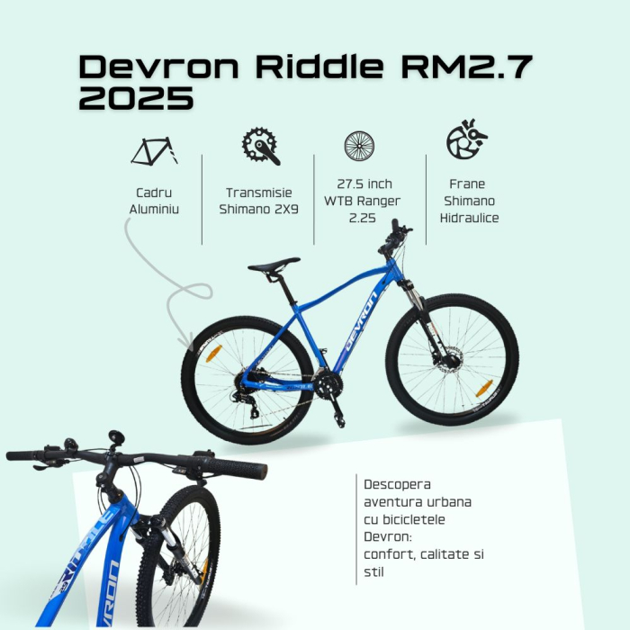 Bicicleta Mtb Devron Riddle RM2.7 2025 - 27.5 Inch, S, Albastru [3]