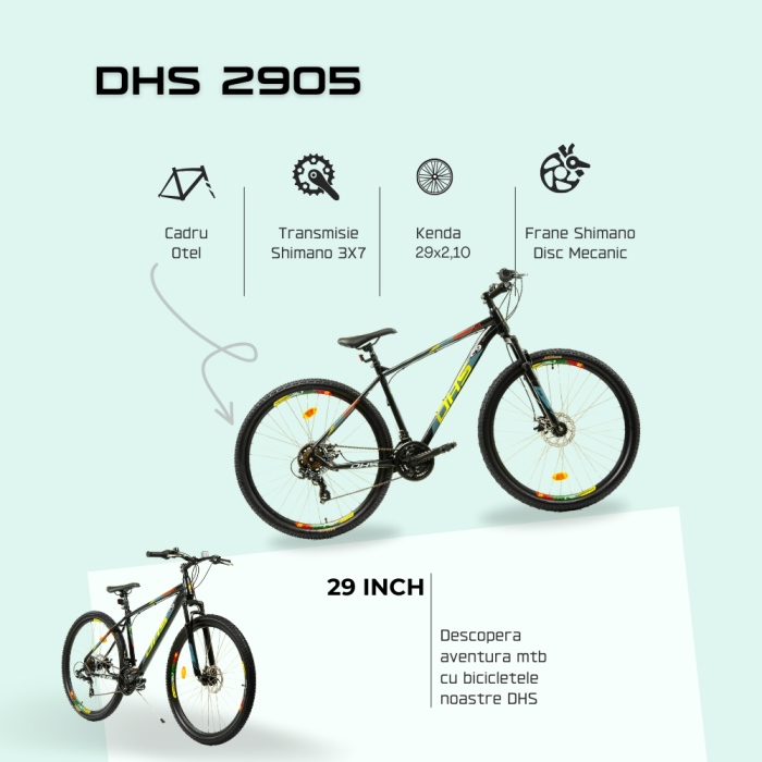 Bicicleta Mtb Dhs 2905 - 29 inch, M, Negru-Gri [4]