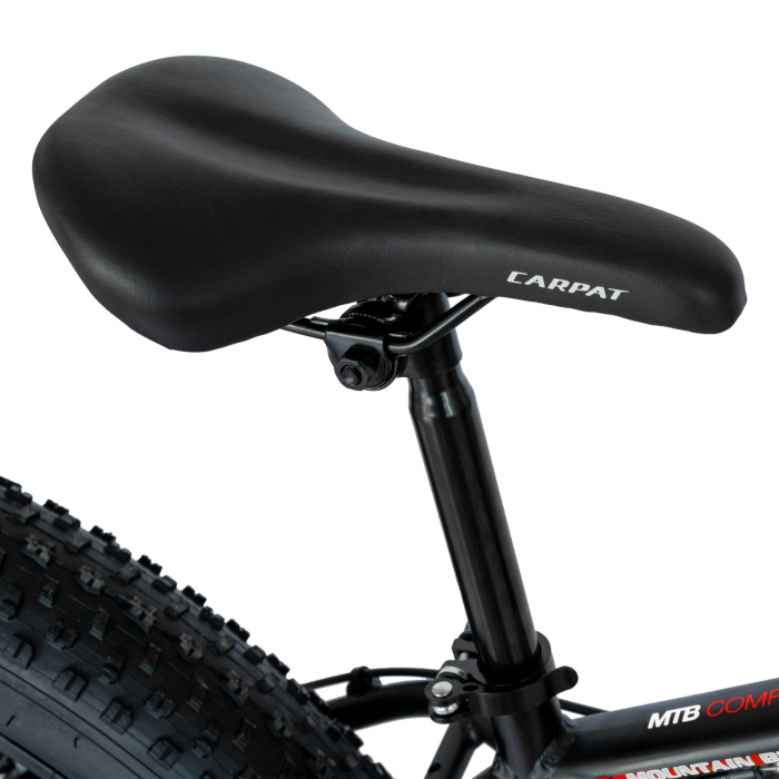 Bicicleta MTB-Fat Bike Carpat, Shimano SL-TX30 21 Viteze, Cadru Aluminiu 6061, Roti 26 Inch, Frane Hidraulice Disc, Carpat Aventus CSC26/00H, Negru cu Design Gri/Rosu [3]