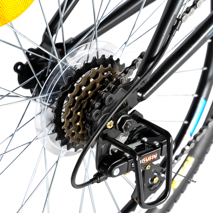 Bicicleta MTB-FS Rich Bike, Saiguan Revoshift 18 Viteze, Roti 24 Inch, Frane V-Brake, RICH CSR24/49A, Cadru Negru cu Design Albastru [5]