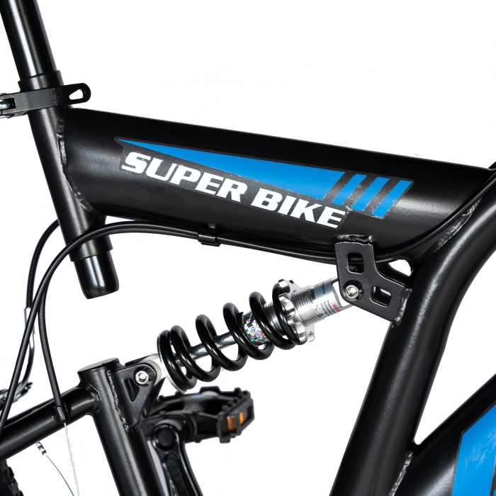 Bicicleta MTB-FS Rich Bike, Saiguan Revoshift 18 Viteze, Roti 24 Inch, Frane V-Brake, RICH CSR24/49A, Cadru Negru cu Design Albastru [7]