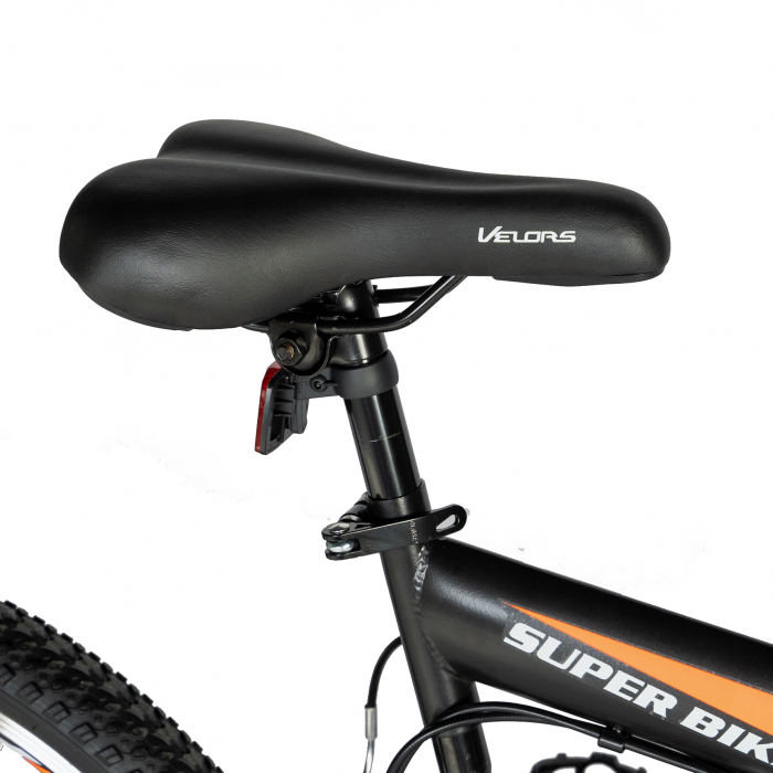 Bicicleta MTB-FS Rich Bike, Saiguan Revoshift 18 Viteze, Roti 24 Inch, Frane V-Brake, RICH CSR24/49A, Cadru Negru cu Design Portocaliu [2]