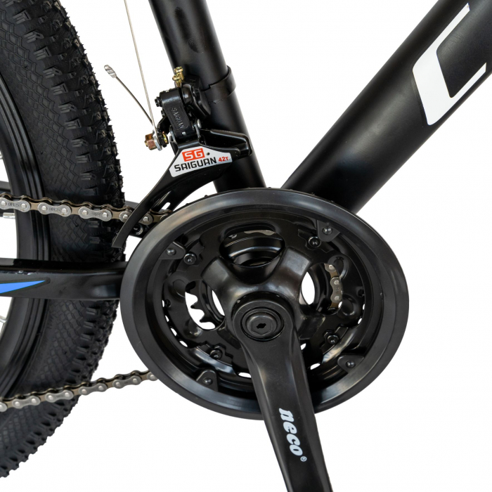 Bicicleta MTB-HT Carpat, Shimano Tourney TY-300, 21 Viteze, Cadru Aluminiu, Roti 26 Inch, Frane pe Disc,Carpat CSC26/99A, Negru cu Design Albastru [6]