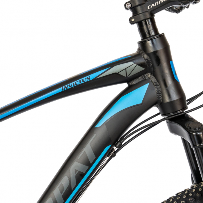 Bicicleta MTB-HT Carpat, Shimano Tourney TY-300, 21 Viteze, Cadru Aluminiu, Roti 27.5 Inch, Frane pe Disc,Carpat CSC27/57C, Negru cu Design Albastru [8]