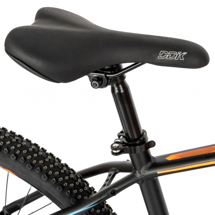 Bicicleta MTB-HT Carpat, Shimano Tourney TY-300, 21 Viteze, Cadru Aluminiu, Roti 27.5 Inch, Frane pe Disc,Carpat CSC27/57C, Negru cu Design Portocaliu [4]