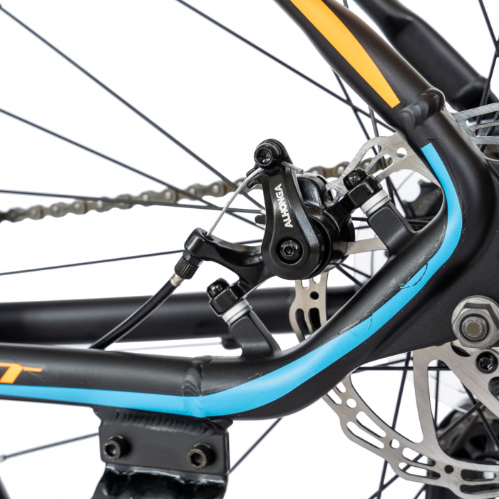 Bicicleta MTB-HT Carpat, Shimano Tourney TY-300, 21 Viteze, Cadru Aluminiu, Roti 27.5 Inch, Frane pe Disc,Carpat CSC27/57C, Negru cu Design Portocaliu [7]