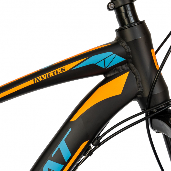 Bicicleta MTB-HT Carpat, Shimano Tourney TY-300, 21 Viteze, Cadru Aluminiu, Roti 29 Inch, Frane pe Disc,Carpat CSC29/57C, Negru cu Design Portocaliu [7]