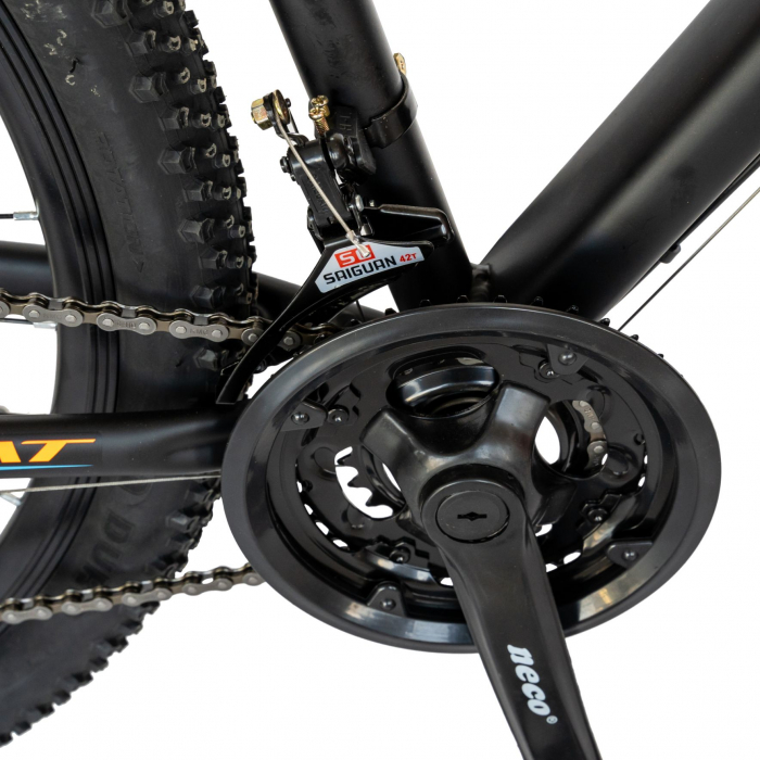 Bicicleta MTB-HT Carpat, Shimano Tourney TY-300, 21 Viteze, Cadru Aluminiu, Roti 29 Inch, Frane pe Disc,Carpat CSC29/57C, Negru cu Design Portocaliu [6]