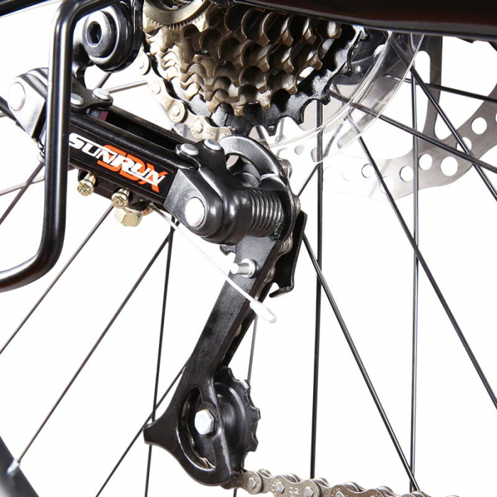 Bicicleta MTB-HT Forever F24T1B, roata 24", cadru aluminiu, 27 viteze, culoare negru/rosu [5]