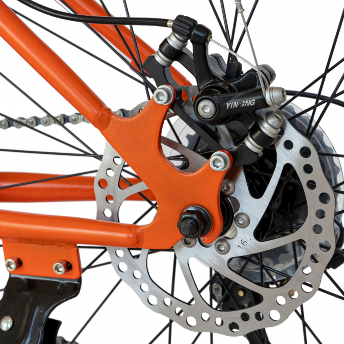 Bicicleta MTB-HT Velros,Saiguan Revoshift18 Viteze, Roti 24 Inch, Frane Disc, Velors Poseidon CSV24/09A, Portocaliu cu Design Alb/Negru [7]