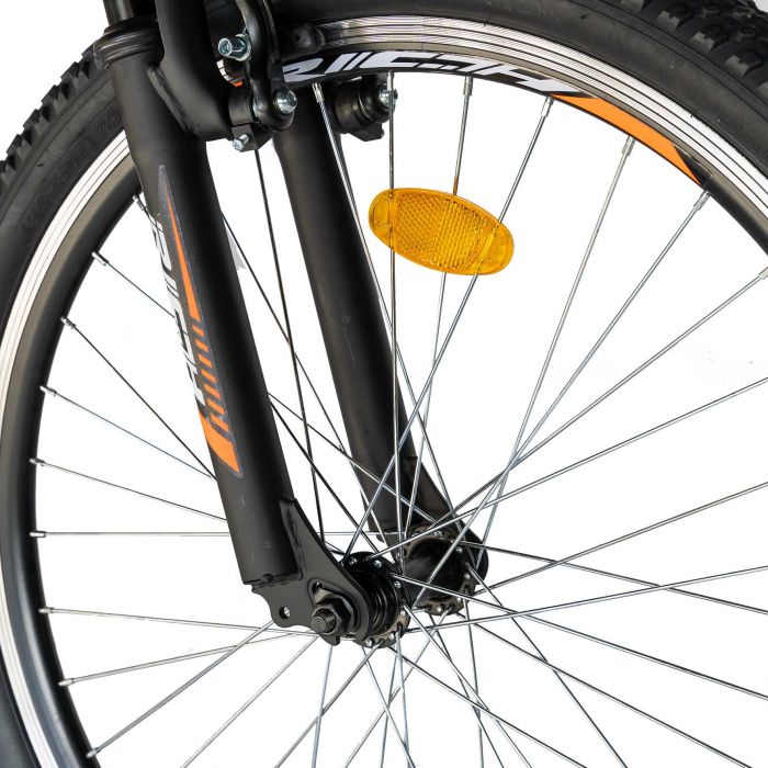 Bicicleta munte, dubla suspensie, RICH R2649A, roata 26", frana V-Brake, 18 viteze, negru / portocaliu [9]