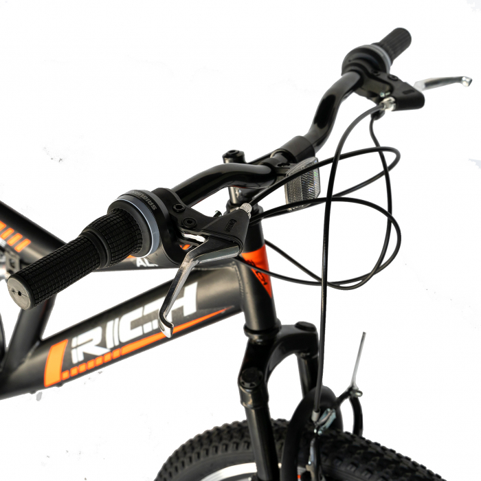 Bicicleta munte, dubla suspensie, RICH R2649A, roata 26", frana V-Brake, 18 viteze, negru / portocaliu [7]