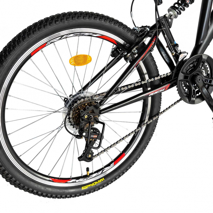 Bicicleta munte, dubla suspensie, RICH R2649A, roata 26", frana V-Brake, 18 viteze, negru / rosu [2]
