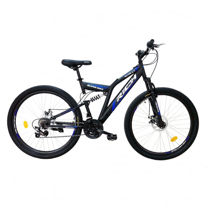 Bicicleta munte, dubla suspensie, RICH R2750D, roata 27.5", frana disc, 18 viteze, negru/albastru [1]