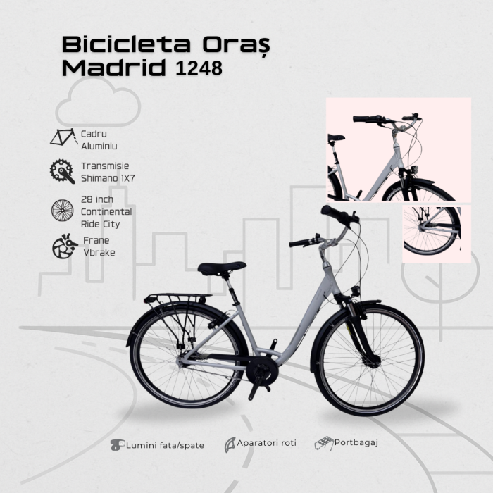 Bicicleta Oras Madrid 1248 - 28 inch, M, Gri deschis [3]