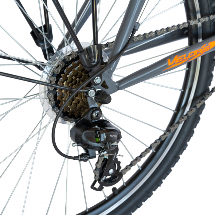 Bicicleta oras Velors V2633B, roata 26 inch, echipare Shimano, 18 viteze, culoare gri/portocaliu [4]