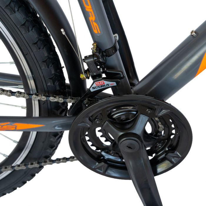 Bicicleta oras Velors V2633B, roata 26 inch, echipare Shimano, 18 viteze, culoare gri/portocaliu [5]