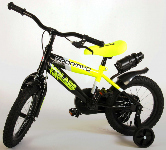 Bicicleta pentru baieti Volare Sportivo, 14 inch, culoare Negru/Galben neon, frana de mana + contra [9]