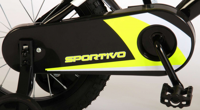 Bicicleta pentru baieti Volare Sportivo, 14 inch, culoare Negru/Galben neon, frana de mana + contra [6]