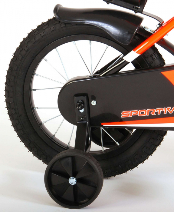 Bicicleta pentru baieti Volare Sportivo, 14 inch, culoare Portocaliu neon / Negru, frana de mana + contra [4]