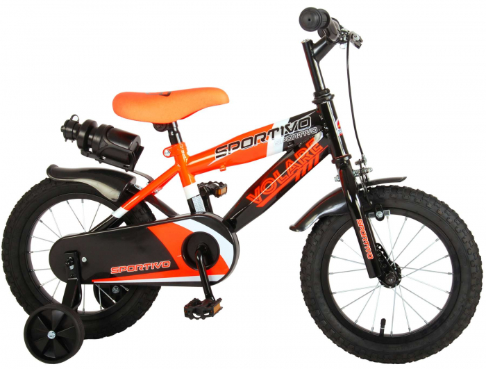 Bicicleta pentru baieti Volare Sportivo, 14 inch, culoare Portocaliu neon / Negru, frana de mana + contra [2]